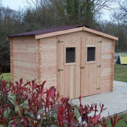 Abri de jardin en Douglas DALIA 5,24m² madriers 20mm + couverture Onduline - HABRITA