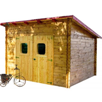 Abri en Douglas 28mm DANUBE 9,86m² toit monopente + couverture Onduline- HABRITA