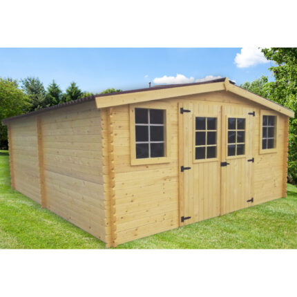 Abri de jardin en bois massif 20m² – madriers 28mm - Habrita