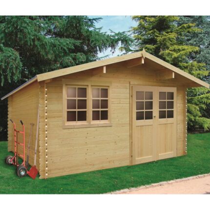 Abri de jardin en bois massif 28mm Visp avec double porte 16,22m² - SOLID