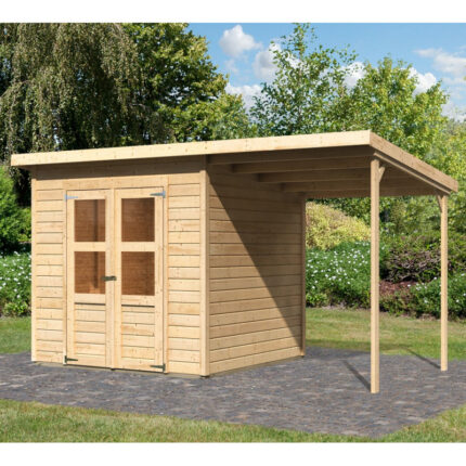 Abri de jardin en bois massif 4,54m² Merseburg 4 + appentis 169x194cm- Karibu