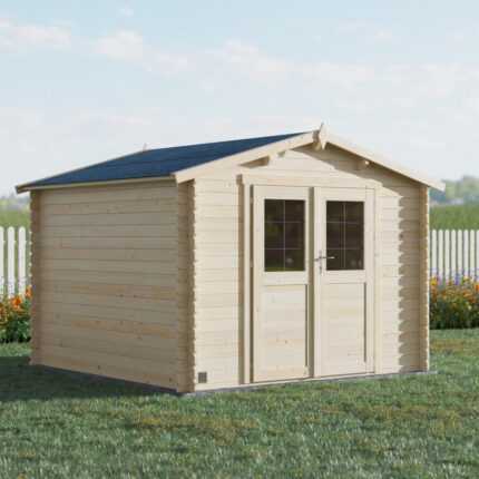 Abri de jardin en bois massif 8,9m² JUNO – madriers 28mm – Forest Style