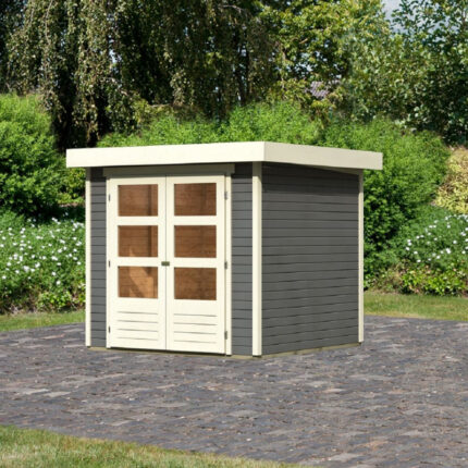 Abri de jardin en bois massif gris terre 4,62m² Askola 2 – Karibu