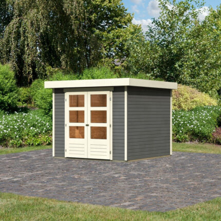 Abri de jardin en bois massif gris terre 5,95m² Askola 3,5 - Karibu