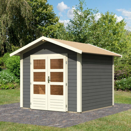 Abri de jardin en bois massif gris terre 5,95m² Talkau 4 – Karibu