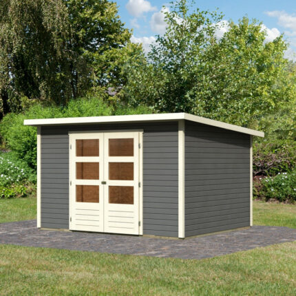Abri de jardin en bois massif gris terre 7,50m² Stockach 5 – Karibu