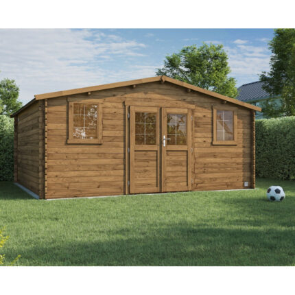 Abri de jardin en bois traité autoclave 17,6m² - madriers 28mm - Nicia - Forest Style