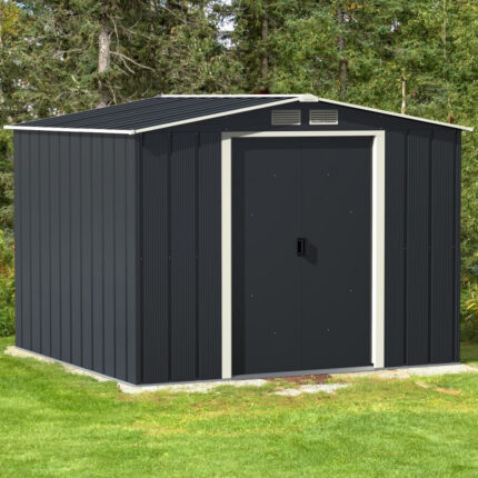Abri de jardin en métal anthracite 6,34m² - DURAMAX + kit d'ancrage