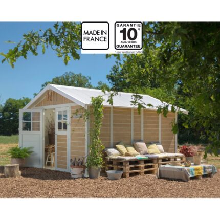 Abri de jardin en PVC 11,2m² DECO Sherwood Grosfillex + kit ancrage offert