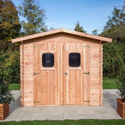 Abri en madriers Douglas 28mm DOMMAR 6,33m² + couverture Onduline - HABRITA