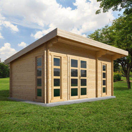 Abri en bois massif 19,25m² cloisonné MODERNE 40mm Gardy Shelter