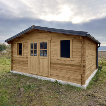 Abri en bois massif 19,8m² PLUS 40mm traité teinté marron Gardy Shelter