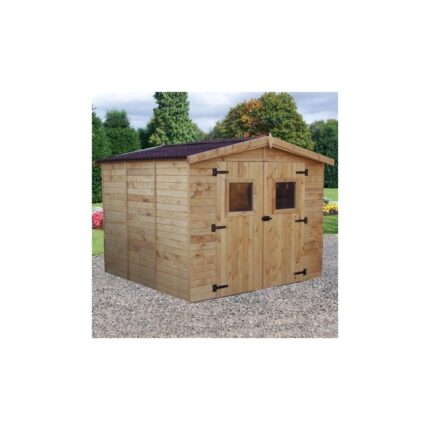 Abri en bois massif 5,76m² – panneaux 16mm + plancher + couverture plaques ondulées