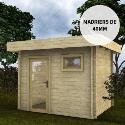 Abri en bois massif 7,5m² MODERNE - madriers 40mm Gardy Shelter