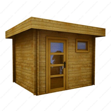 Abri en bois massif 7,5m² MODERNE teinté marron - madriers 40mm Gardy Shelter