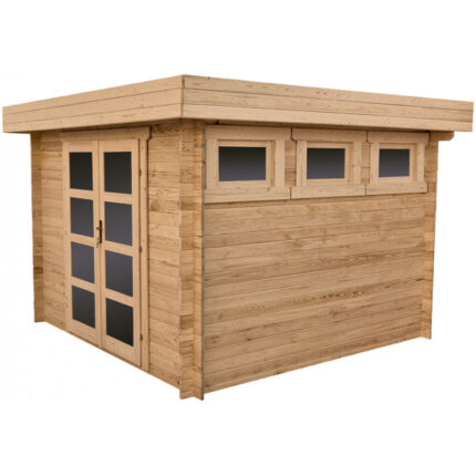 Abri en bois massif 9m² MODERNE traité marron 40mm Gardy Shelter