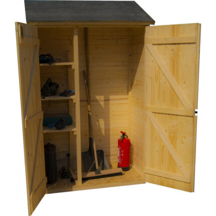 Abri mural en bois brut 0,70m² avec 3 étagères de rangement - Habrita