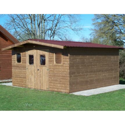 Abri Thermabri 15,14m² en bois thermo traité toiture Onduline HABRITA