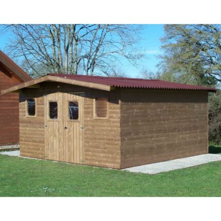 Abri Thermabri 19,69m² en bois thermo traité toiture Onduline HABRITA