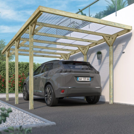 Carport simple 15,6m² en bois autoclave PEFC Jean - Forest Style