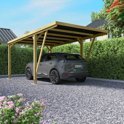 Carport simple en bois PEFC autoclave + couverture en polycarbonate 16,5m² Victor Modern - Forest Style