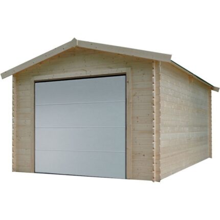 Garage 18,19m² avec porte sectionnelle motorisée madriers 28mm SOLID