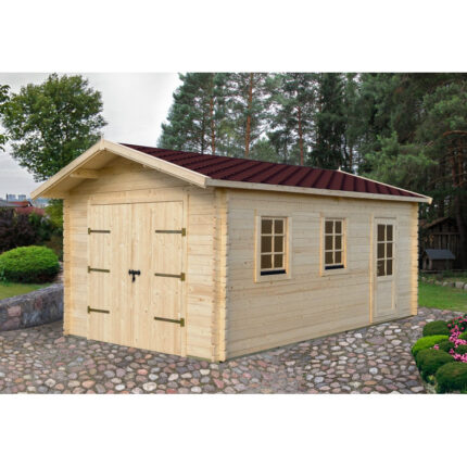 Garage en bois massif 22m² - madriers 44mm - Eden