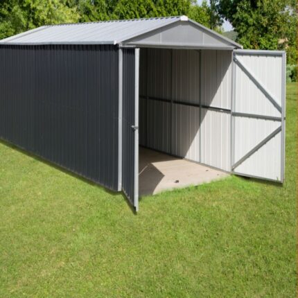 Garage métal anthracite 19,07m² + kit d'ancrage inclus - YARDMASTER