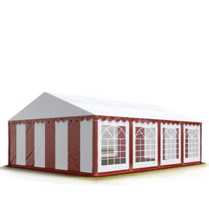 4x8 m tente de réception Barnum, PVC 700, H. 2 m, rouge-blanc