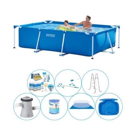 Intex Frame Pool Rectangulaire 260x160x65 cm - 8 pièces - Paquet de piscine tout en 1