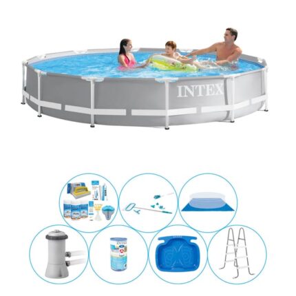 Paquet de piscine tout en 1 - 8 pièces - Intex Prism Frame Ronde 366x76 cm