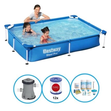 Bestway Piscine Steel Pro 221x150x43 cm - Avec accessoires