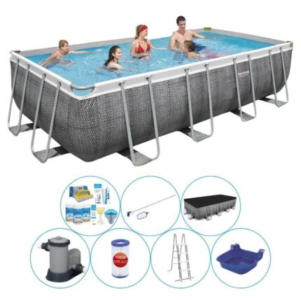 Offre combinée de piscine - Bestway Power Steel Rattan 549x274x122 cm