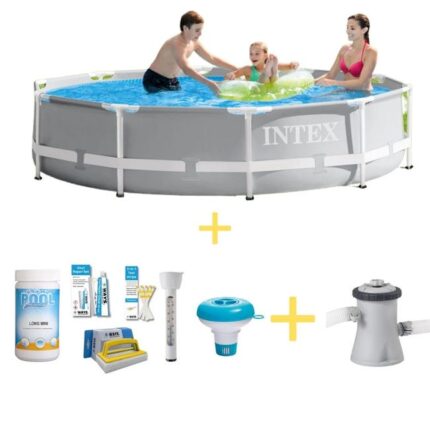 Intex Piscine - Prism Frame - 305 x 76 cm - Avec WAYS Pack d'entretien piscine & Pompe filtrante