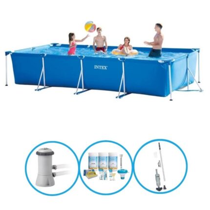 Intex Piscine Rectangular Frame - Bundle de piscine - 450x220x84 cm