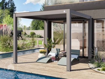 PRIMEYARD Pergola 3x3 m poteaux en aluminium avec lames orientables en aluminium pavillon gris