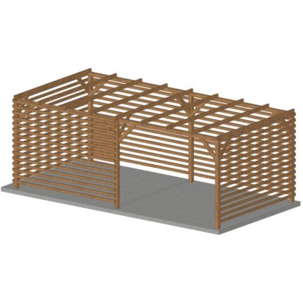 Pergola en bois massif 6x3, classe 3, durable avec 5 fonds brise vue en persienne
