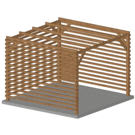 Pergola en bois massif 3x3, classe 3, durable , 3 fonds brise vue en persienne