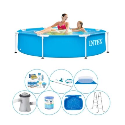 Intex Metal Frame Ronde 244x51 cm - 8 pièces - Bundle de piscine
