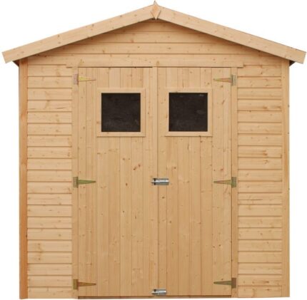 Abri de Jardin en Bois Naturel - Stockage extérieur avec fenêtres H228x222x233 cm/4,2 m² hangar en bois naturel - TIMBELA M351