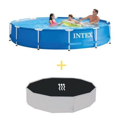 Intex Piscine - Metal Frame - 366 x 76 cm - Avec Tapis solaire