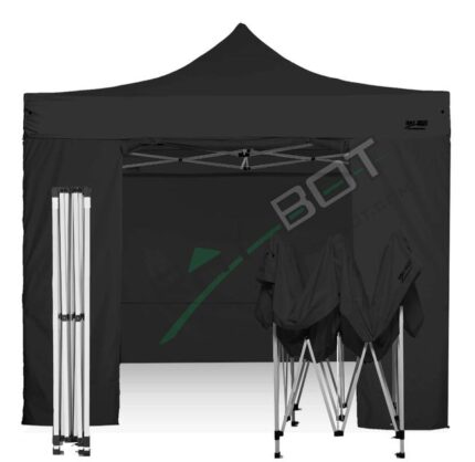 Barnum Pliant 3X3 RAY BOT Noir Acier 30mm avec LATÉRALES. Tissu enduit de PVC à 350gr/m² étanche et hydrofuge