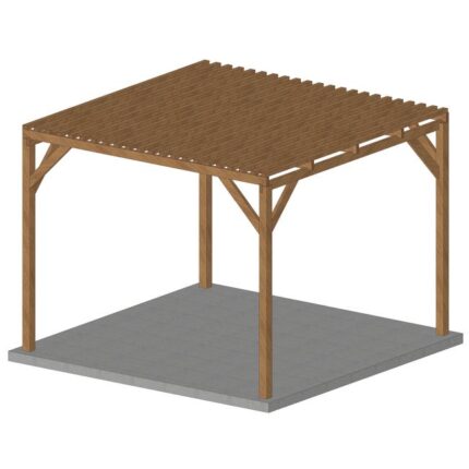 Pergola en bois massif 3x3, classe 3, durable , toiture brise soleil