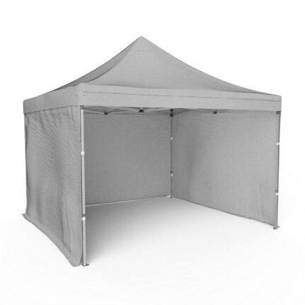 Tente pliante Barnum Aluminium 300x300cm - Gris + 3 murs offerts