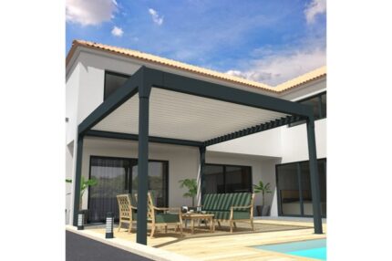 Pergola Bioclimatique COCOON XL îlot Mixte Gris anthracite / Blanc 4,50x3,050m Verin