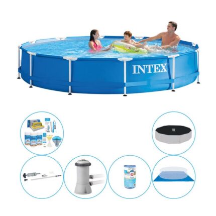 Paquet combiné piscine - Intex Metal Frame Ronde 366x76 cm