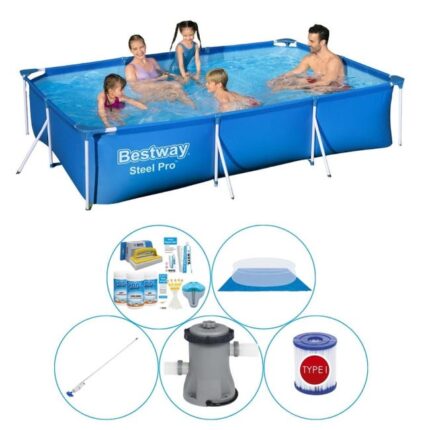 Offre combinée de piscine - Bestway Steel Pro 300x201x66 cm