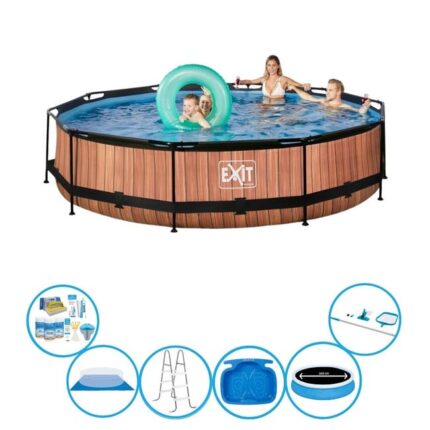 EXIT Piscine Timber Style -- Frame Pool ø360x76cm -- Accessoires inclus