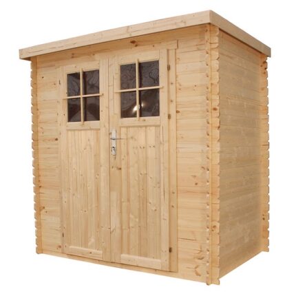 TIMBELA M311F+M311G Abri de jardin en bois AVEC SOL TRAITÉ - porte verrouillable de haute qualité -Stockage extérieur l204xL142xH200cm/2.22m2