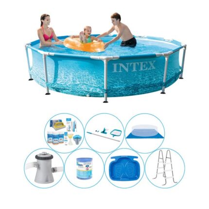 Intex Metal Frame Ronde Plage 305x76 cm - 8 pièces - Bundle de piscine